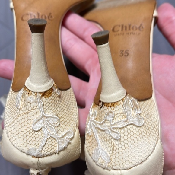 Chloé Spring 2010 Ready to Wear Vintage Lace Kitten Heel Size 35/5 - Picture 10 of 16